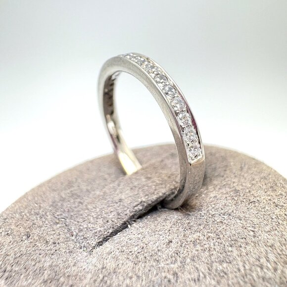 VTG Solid Sterling Silver 925 Cubic Zirconia Pavé Set Statement RIng Size 6.5 - Picture 3 of 9